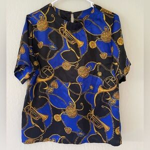 Elegant Blue and Gold Women's Top